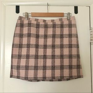 Pink Plaid Mini Skirt